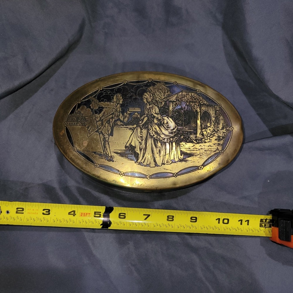 Vintage 1920's Schrafft's Brass Candy Tin Boston Victorian Lady